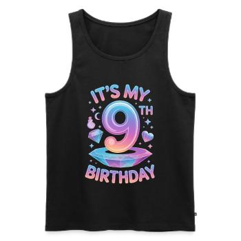 Joyeux 9ème anniversaire ! - Débardeur bio Premium Homme - noir - Devant - AI Model Male 178 light (178cm)