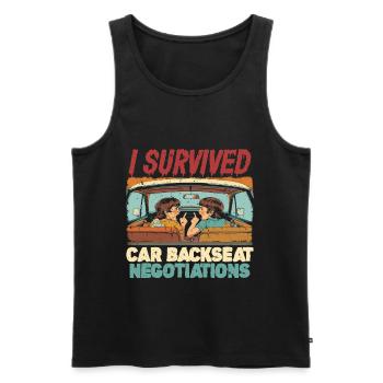 Sibling Car Backseat Negotiations - Men's Premium Organic Tank Top - black - Front - AI Model Male 178 light (178cm)