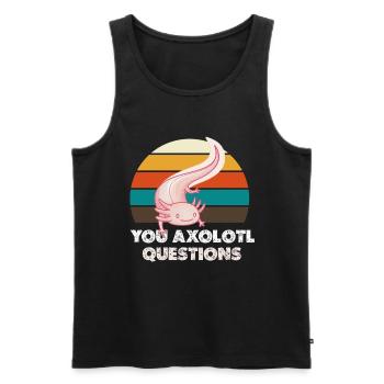 Axolotl coucher de soleil rétro - Débardeur bio Premium Homme - noir - Devant - Michal (187cm)