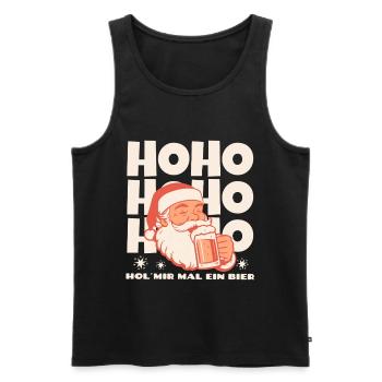 Ho Ho Hol mir mal ein Bier lustiger Weihnachtsmann - Männer Premium Bio Tank Top - Schwarz - Vorne - Michal (187cm)