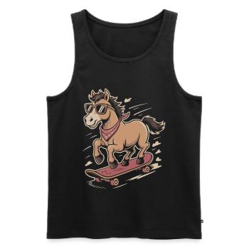 Pony Skateboard with Sunglasses - Men's Premium Organic Tank Top - black - Front - Michal (187cm)