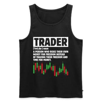 Trading Boursier Crypto Trader Boursier - Débardeur bio Premium Homme - noir - Devant - AI Model Male 178 light (178cm)