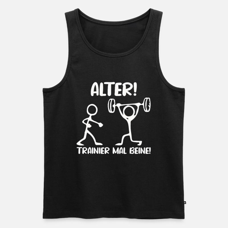 Strichmännchen TRAINIER MAL BEINE Lustiges - Männer Premium Bio Tank Top - Schwarz