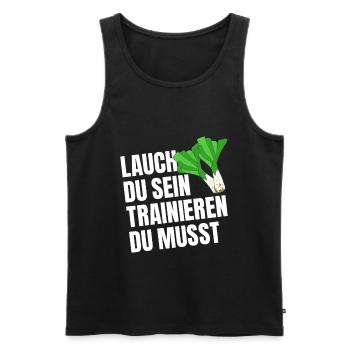 Weight training LEEKS YOU HAVE TO BE TRAINING - Men's Premium Organic Tank Top - black - Front - Michal (187cm)