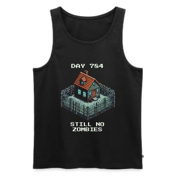 Tag 784 | Noch immer keine Zombies - Männer Premium Bio Tank Top - Schwarz - Vorne - AI Model Male 178 light (178cm)