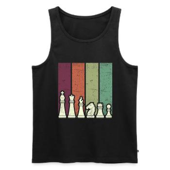 Colored Chess Pieces Line Painting - Men's Premium Organic Tank Top - black - Front - AI Model Male 178 light (178cm)