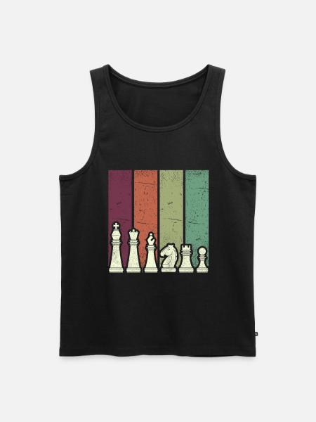 Farbige Schachfiguren Linienbild - Männer Premium Bio Tank Top - Schwarz