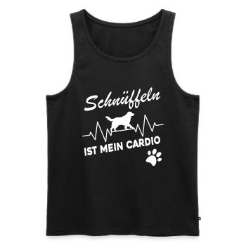 Mantrailing Schnüffeln ist mein Cardio - Männer Premium Bio Tank Top - Schwarz - Vorne - Michal (187cm)