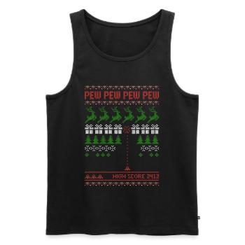 Pew Pew Pew Pew | Ballerspiel | ugly christmas - Männer Premium Bio Tank Top - Schwarz - Vorne - AI Model Male 178 light (178cm)