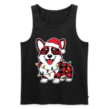 Hund Corgi Weihnachten Plaid Rot Plaid - Männer Premium Bio Tank Top - Schwarz - Vorne - AI Model Male 178 light (178cm)