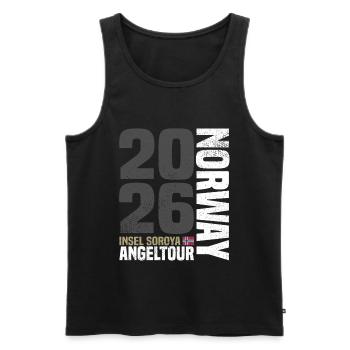 Soroya Norway Fishing Trip 2026 - Men's Premium Organic Tank Top - black - Front - AI Model Male 178 light (178cm)