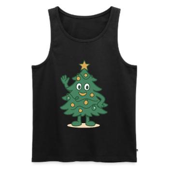 Drôle arbre de Noël dessin animé vacances en famille - Débardeur bio Premium Homme - noir - Devant - Michal (187cm)