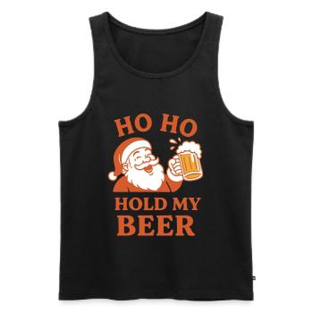 Ho Ho Hold My Beer Santa Humor Urlaub Spaß - Männer Premium Bio Tank Top - Schwarz - Vorne - Michal (187cm)