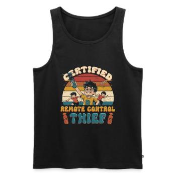 Sibling Brother Sister Remote Control Thief - Men's Premium Organic Tank Top - black - Front - AI Model Male 178 light (178cm)