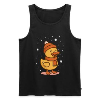 Cute Duck Winter Holiday Christmas Fun - Men's Premium Organic Tank Top - black - Front - Michal (187cm)