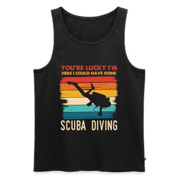 Diver Joke Retro Rainbow - Men's Premium Organic Tank Top - black - Front - AI Model Male 178 light (178cm)