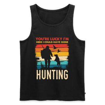Hunting Humor Silhouette am Sunset - Männer Premium Bio Tank Top - Schwarz - Vorne - Michal (187cm)