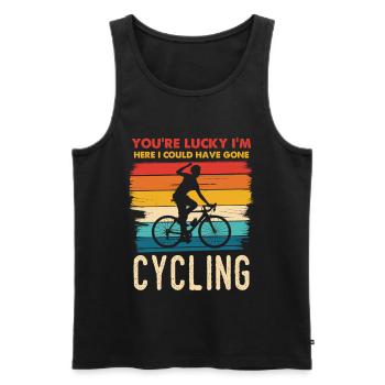 Motif rétro Happy Cyclist - Débardeur bio Premium Homme - noir - Devant - Michal (187cm)