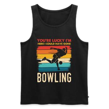 Glück, ich bin hier zum Bowling - Männer Premium Bio Tank Top - Schwarz - Vorne - AI Model Male 178 light (178cm)