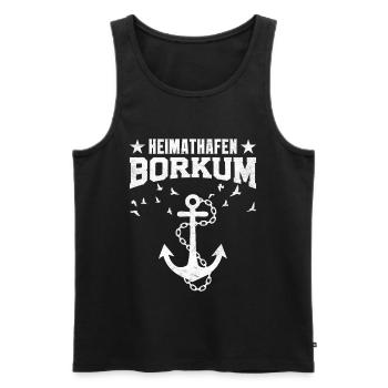 Vacances à la mer du Nord HEIMATHAFEN BORKUM Lustig - Débardeur bio Premium Homme - noir - Devant - Michal (187cm)