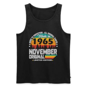 Novembre 1965 Vintage Rétro Anniversaire - Débardeur bio Premium Homme - noir - Devant - Michal (187cm)