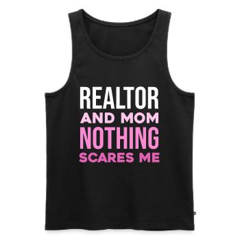 Maman agente immobilière courageuse – n’ayez pas peur - Débardeur bio Premium Homme - noir - Devant - Michal (187cm)