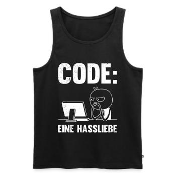 Coder CODE EINE HASSLIEBE LUSTIG - Männer Premium Bio Tank Top - Schwarz - Vorne - AI Model Male 178 light (178cm)