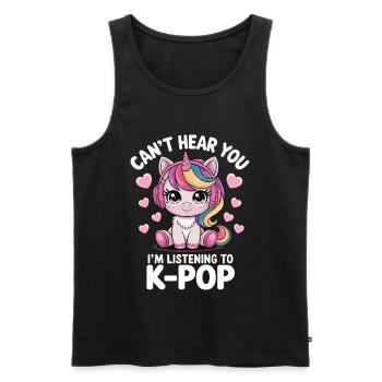 Kawaii Unicorn K-Pop Listener - Men's Premium Organic Tank Top - black - Front - Michal (187cm)