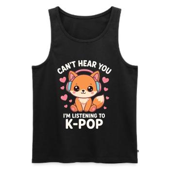 Kawaii Fox Loves K-Pop - Männer Premium Bio Tank Top - Schwarz - Vorne - AI Model Male 178 light (178cm)