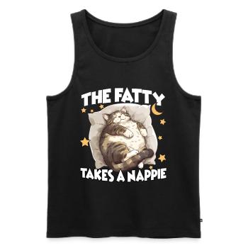 Fat Cat Sleep T Funny Cuddle T for Cats - Men's Premium Organic Tank Top - black - Front - Michal (187cm)