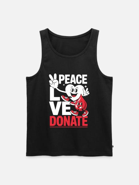 Peace Love Doner bloddonor bloddonation - Herre Premium økologisk tanktop - sort