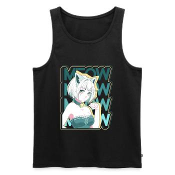 Neko-Girl Meow Anime Catgirl Design - Männer Premium Bio Tank Top - Schwarz - Vorne - AI Model Male 178 light (178cm)