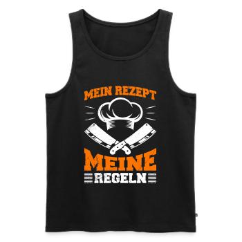 Chef : MA RECETTE MES RÈGLES Amusant - Débardeur bio Premium Homme - noir - Devant - AI Model Male 178 light (178cm)