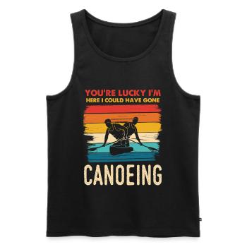 Canoe Saying Rainbow Style - Men's Premium Organic Tank Top - black - Front - AI Model Male 178 light (178cm)