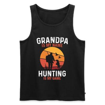 Grandpa Jagd ist mein Spiel - Männer Premium Bio Tank Top - Schwarz - Vorne - Michal (187cm)