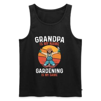 Großvater Gartenliebe – Mein Spiel - Männer Premium Bio Tank Top - Schwarz - Vorne - Michal (187cm)