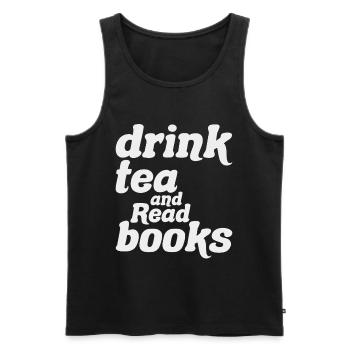 Tee trinken und Bücher lesen Originalgeschenk - Männer Premium Bio Tank Top - Schwarz - Vorne - AI Model Male 178 light (178cm)