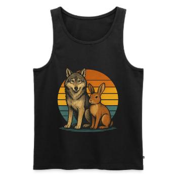 Wolf and Rabbit Retro - Men's Premium Organic Tank Top - black - Front - AI Model Male 178 light (178cm)