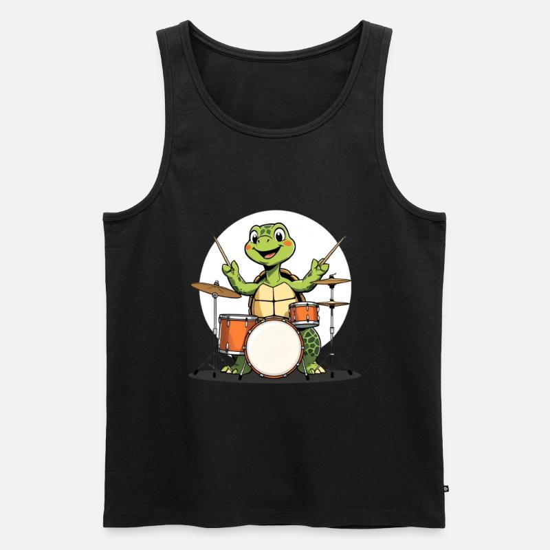 Schildkroete am Drumset - Männer Premium Bio Tank Top - Schwarz