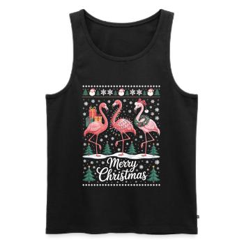 Weihnachtsflamingos mit Schneeflocken und Deko - Männer Premium Bio Tank Top - Schwarz - Vorne - AI Model Male 178 light (178cm)