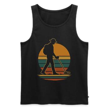 Détecteur de métaux Chasseur de trésors Aventure au coucher de soleil - Débardeur bio Premium Homme - noir - Devant - Michal (187cm)