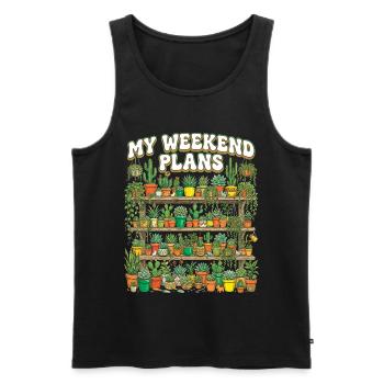 Lustiges Wochenende mit Sukkulenten-Kaktus - Männer Premium Bio Tank Top - Schwarz - Vorne - AI Model Male 178 light (178cm)
