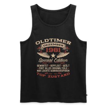 44. Geburtstag Geschenk Oldtimer Dezember 1981 - Männer Premium Bio Tank Top - Schwarz - Vorne - Michal (187cm)