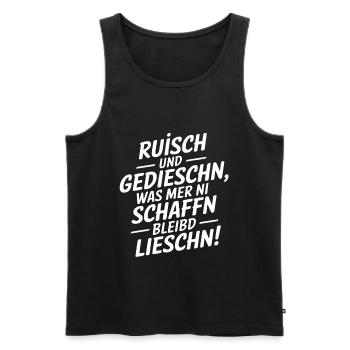 Saxon dialect saying Saxony - Men's Premium Organic Tank Top - black - Front - AI Model Male 178 light (178cm)