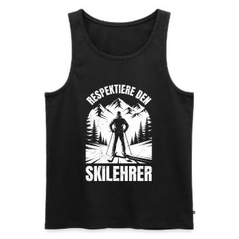 Skifahrer RESPEKTIERE DEN SKILEHRER LUSTIG - Männer Premium Bio Tank Top - Schwarz - Vorne - Michal (187cm)
