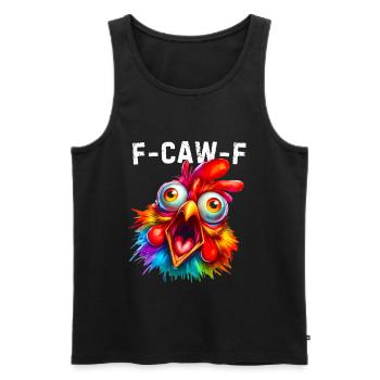 F-Caw-F Humour drôle de poulet - Débardeur bio Premium Homme - noir - Devant - AI Model Male 178 light (178cm)