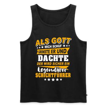 Dictons du chef d’équipe - Débardeur bio Premium Homme - noir - Devant - Michal (187cm)