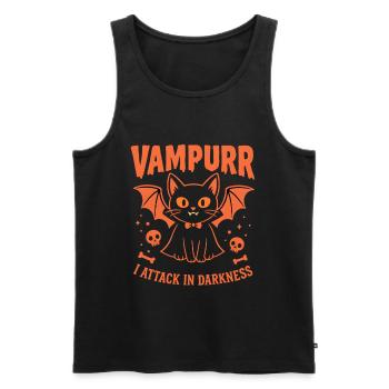 Vampurr – Cute Vampire Cat Halloween Graphic - Men's Premium Organic Tank Top - black - Front - Michal (187cm)