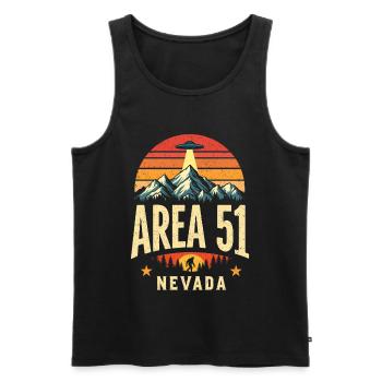 Area 51 Nevada UFO trifft Bigfoot - Männer Premium Bio Tank Top - Schwarz - Vorne - Michal (187cm)