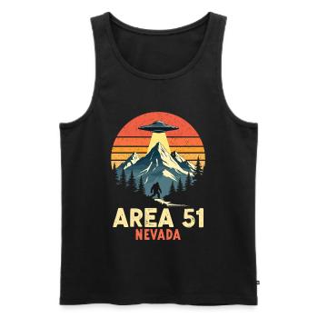 Area 51 Nevada UFO trifft Bigfoot - Männer Premium Bio Tank Top - Schwarz - Vorne - Michal (187cm)